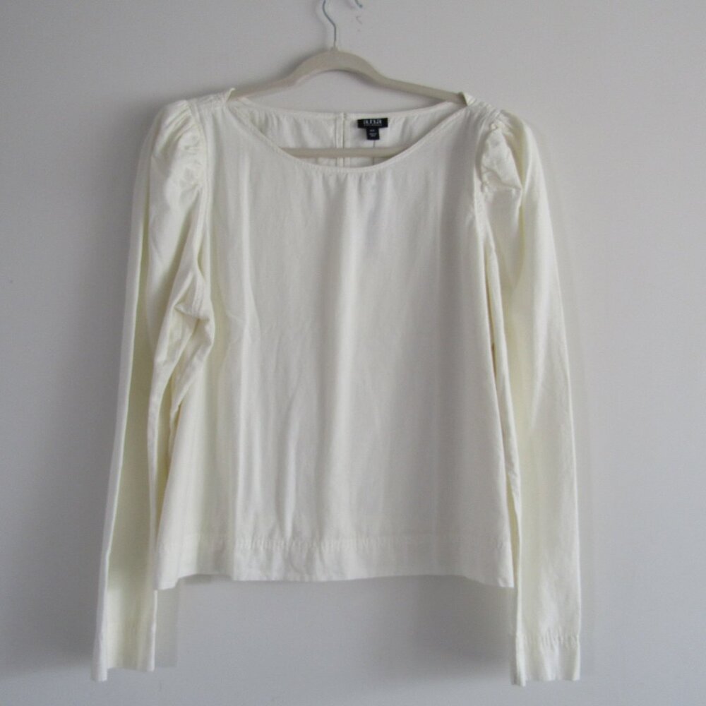 ANA Women's Top XXL Off White Puff Sleeves Elevated Basic Casual Coastal Grandma